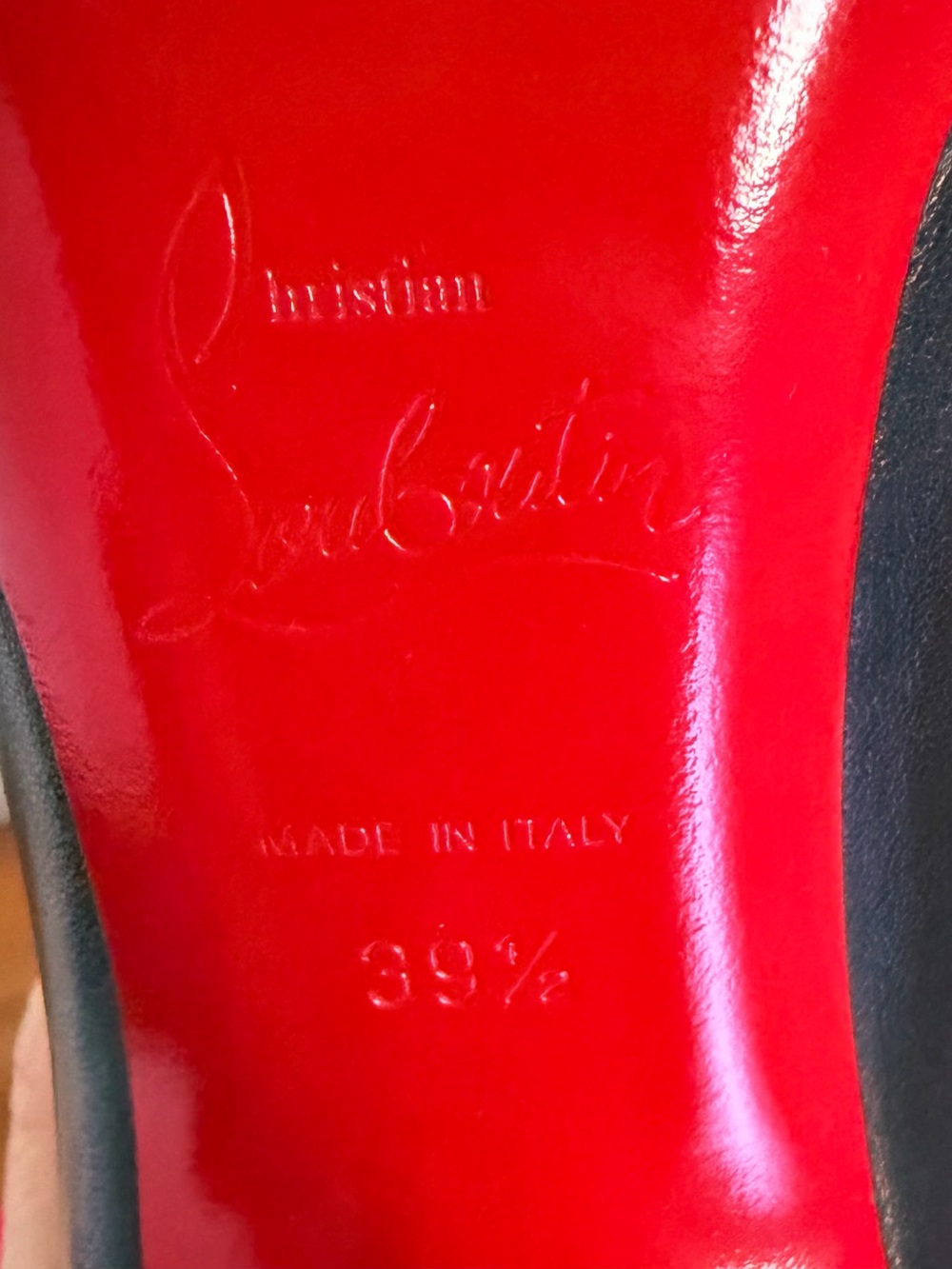 Christian Louboutin Black Leather Pumps with Red Soles - Picture 5 of 7